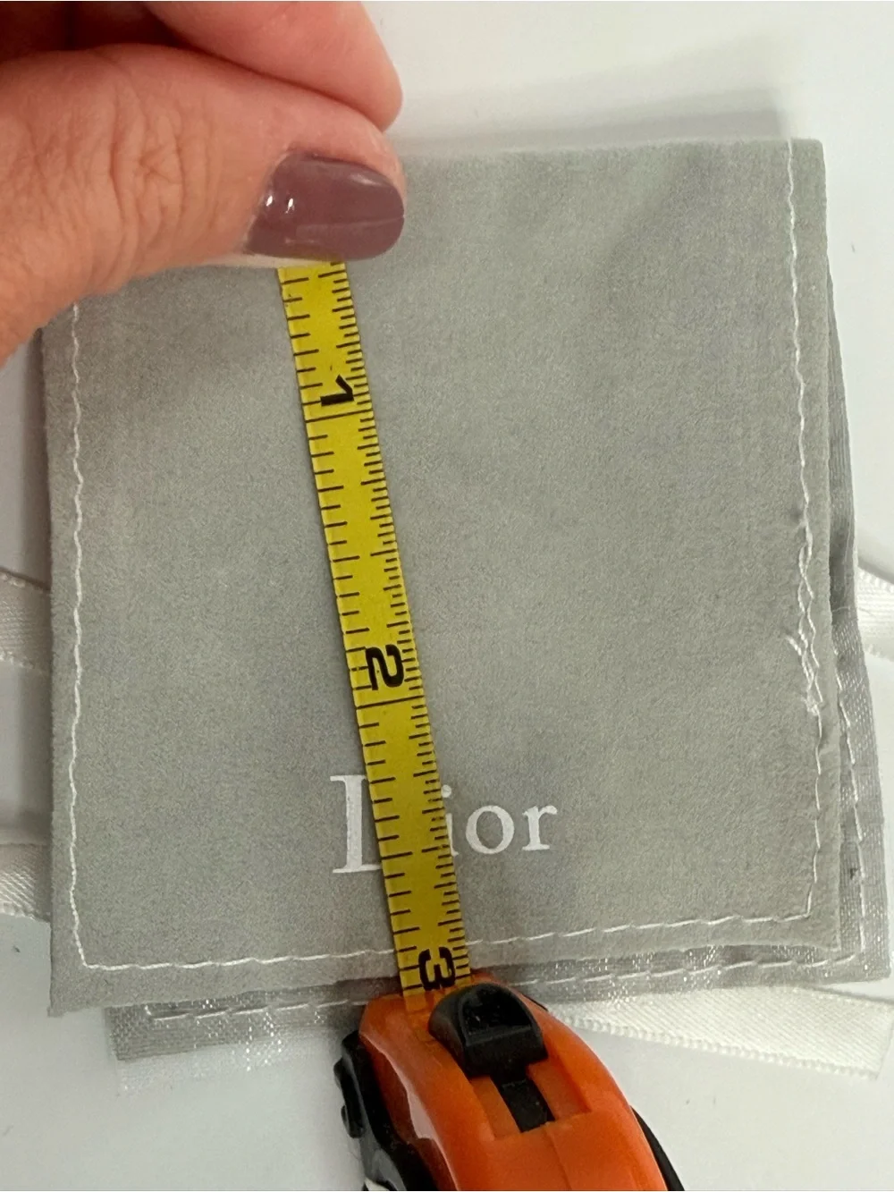 Dior Gray Velvet Jewelry Pouch Dior  Ribbon